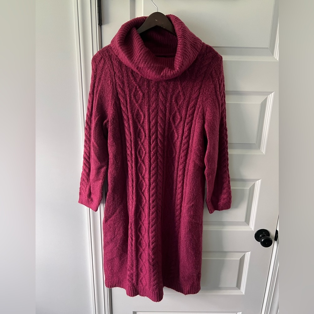 NWT TALBOTS Textured Stretch Knit Sweater Dress Size XLP Cowl Neck Super Soft